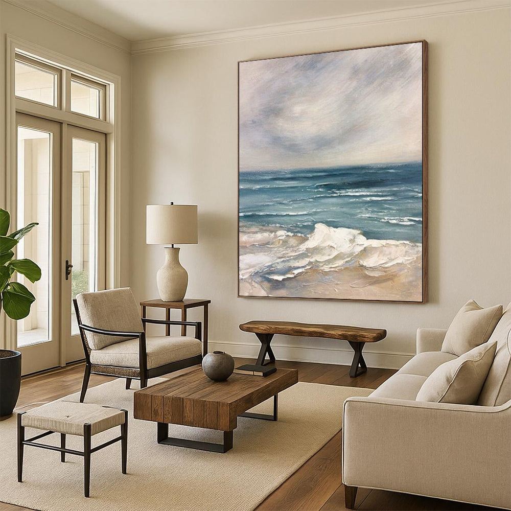 “Serene Seaside View” - Impressionist Landscape Painting On Canvas DTP048