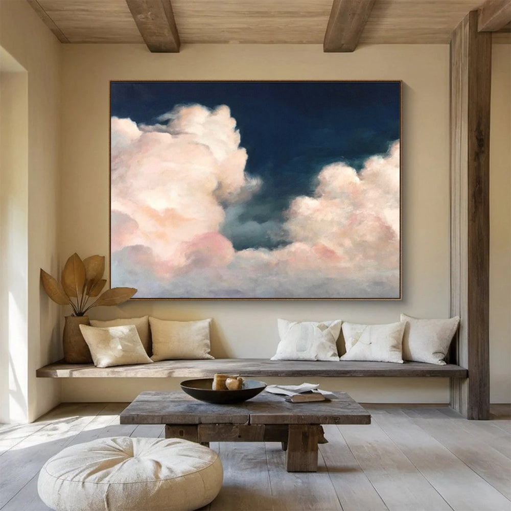 Pink Clouds in Dark Sky Painting On Canvas DKH185
