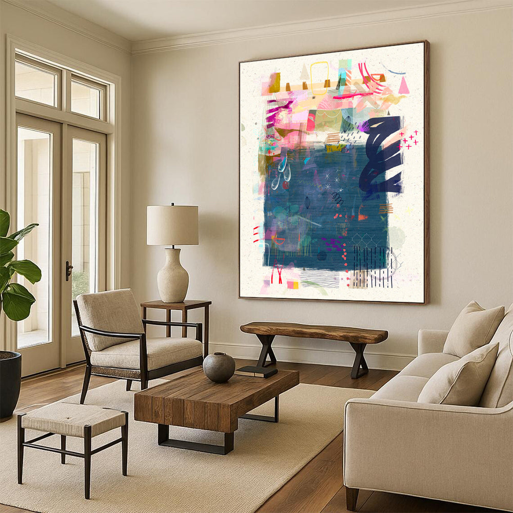 Colorful Collage, Whimsical Elements - "Dream Scrapbook" - Mixed - media Abstract Art CT1822