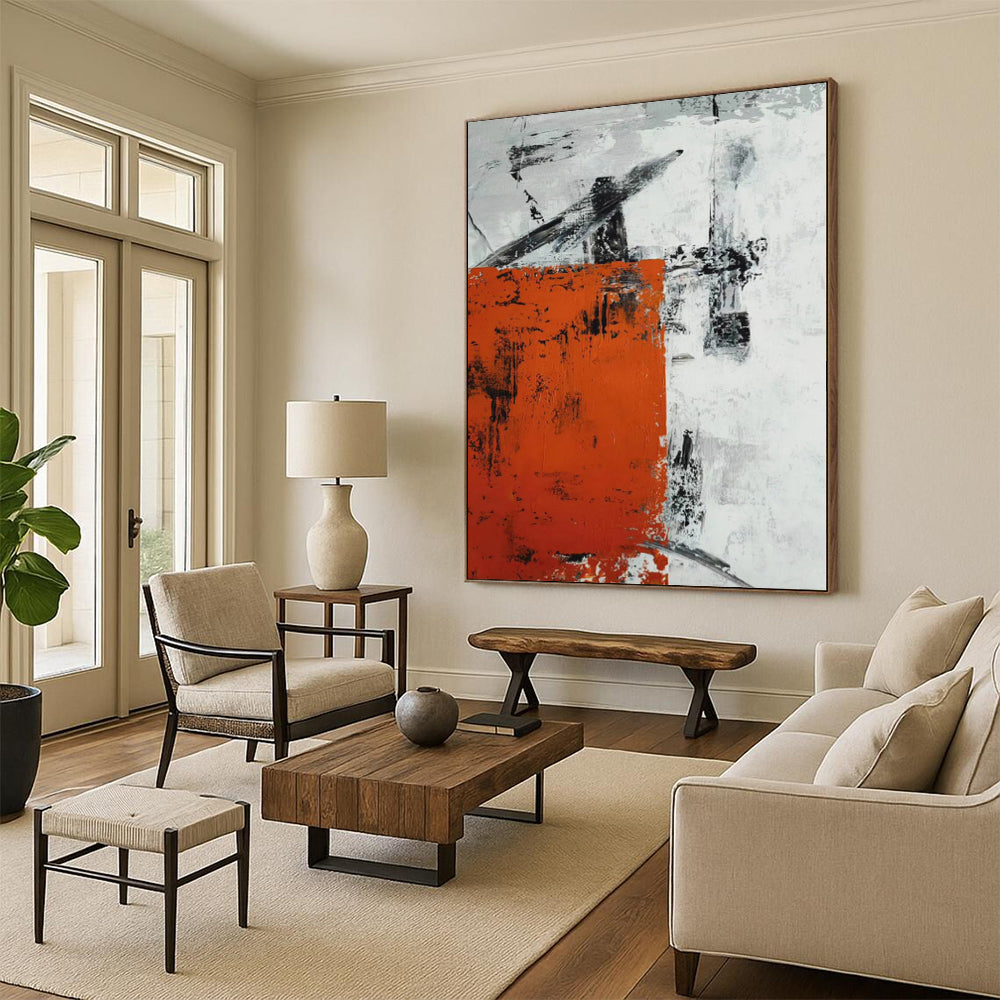 “Rustic Orange - Black Abstract” Abstract Acrylic Art CT0332