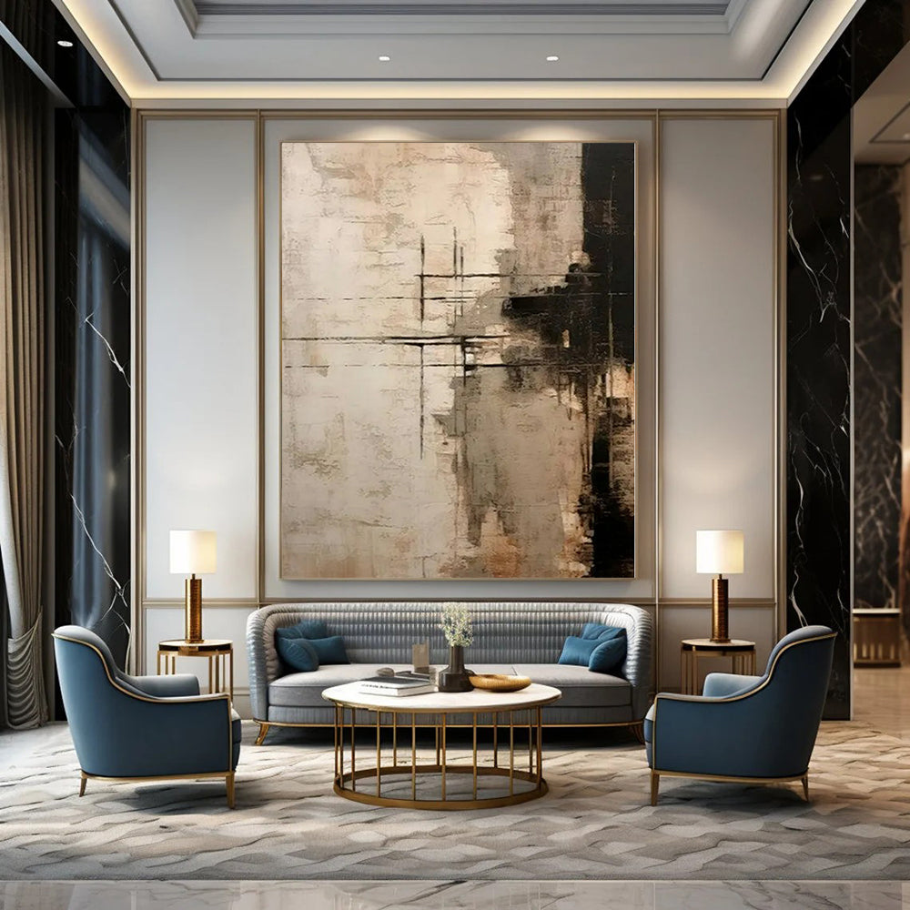 Brown and Gray Grid - Like Marks - Abstract Acrylic Art CT1215