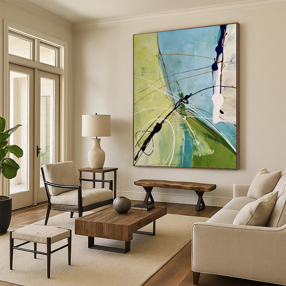 Colorful Line & Shape Abstract - Expressionist Line - Art Painting On Canvas CT2268