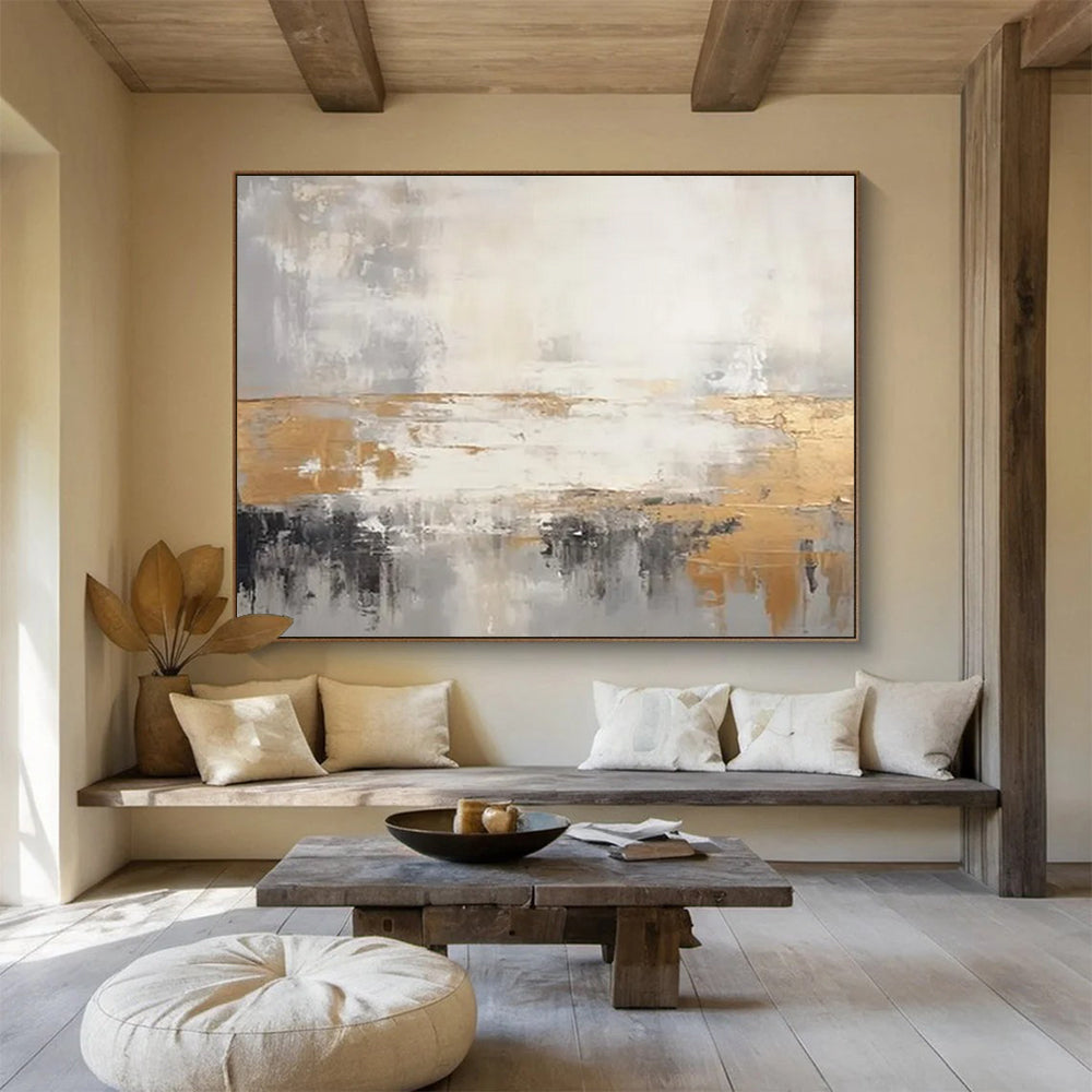“Gilded Abstract Horizon” Abstract Painting On Canvas DLZ108