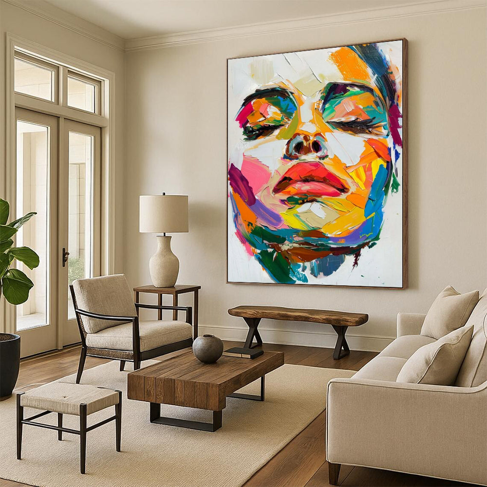 “Colorful Portrait 2” - Vivid Abstract Portrait Painting On Canvas CT2244
