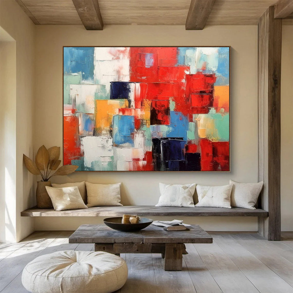Colorful Cubist Abstract Painting On Canvas DKH277