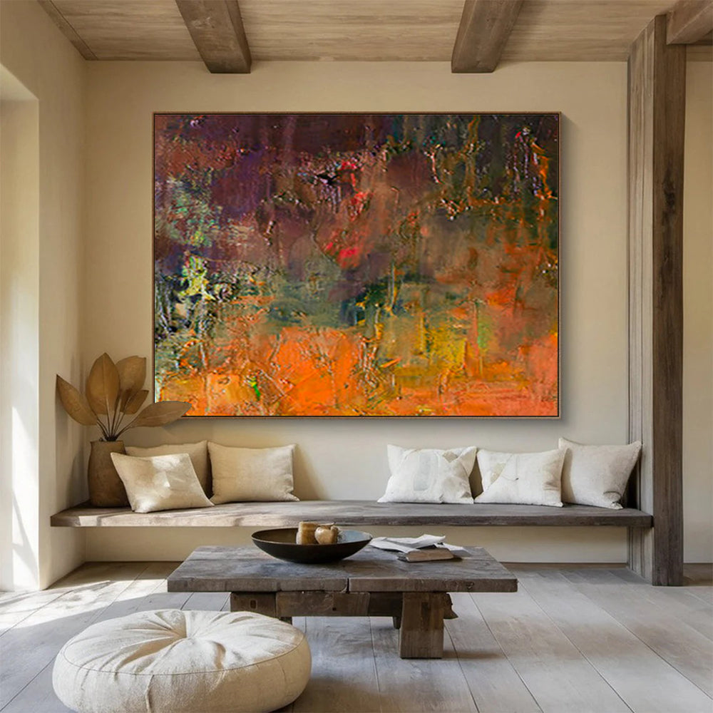 “Colorful Abstract Forest” Impasto Landscape Painting On Canvas DKH370