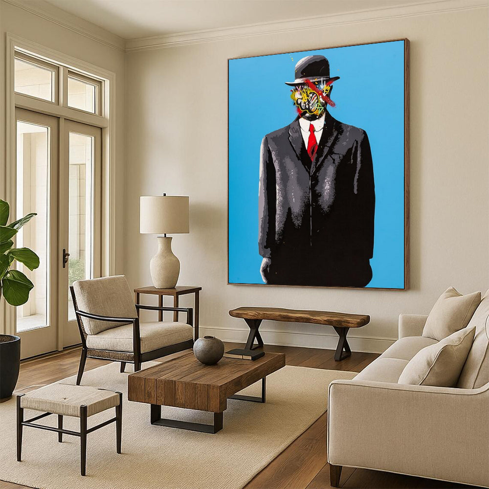 “Surreal Gentleman’s Mosaic” - Colorful Graffiti - Faced Gentleman Painting On Canvas CT2185