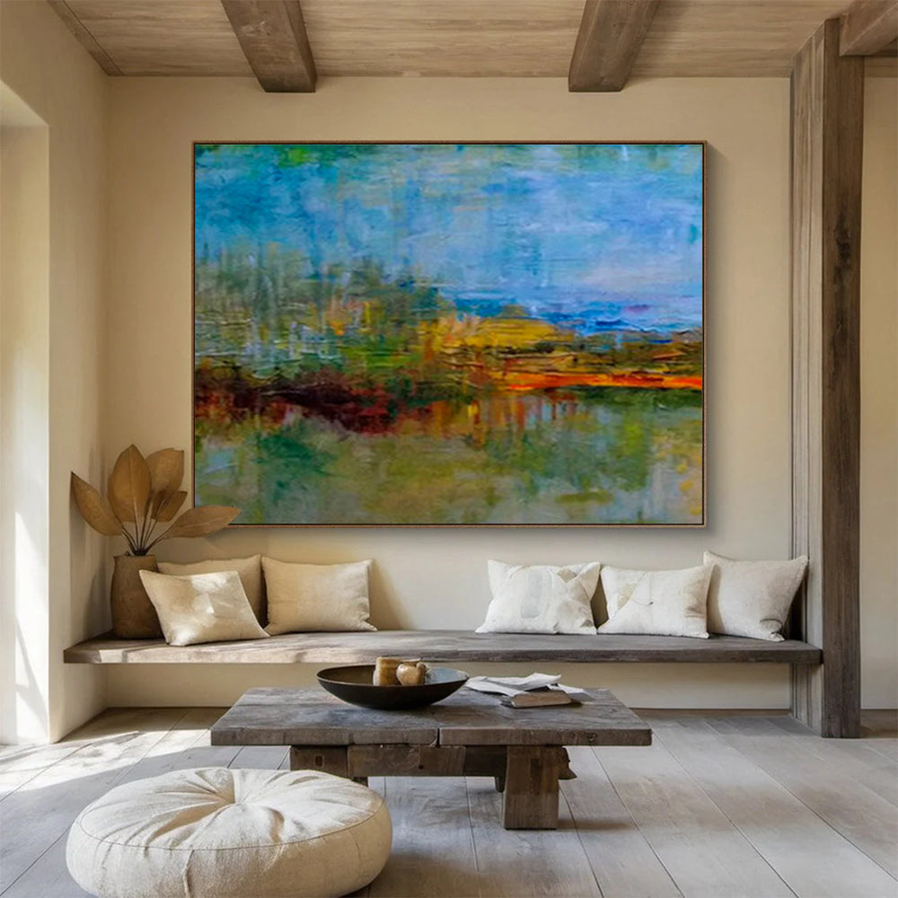 “Colorful Abstract Landscape” Abstract Post - Impressionist Painting On Canvas DKH390