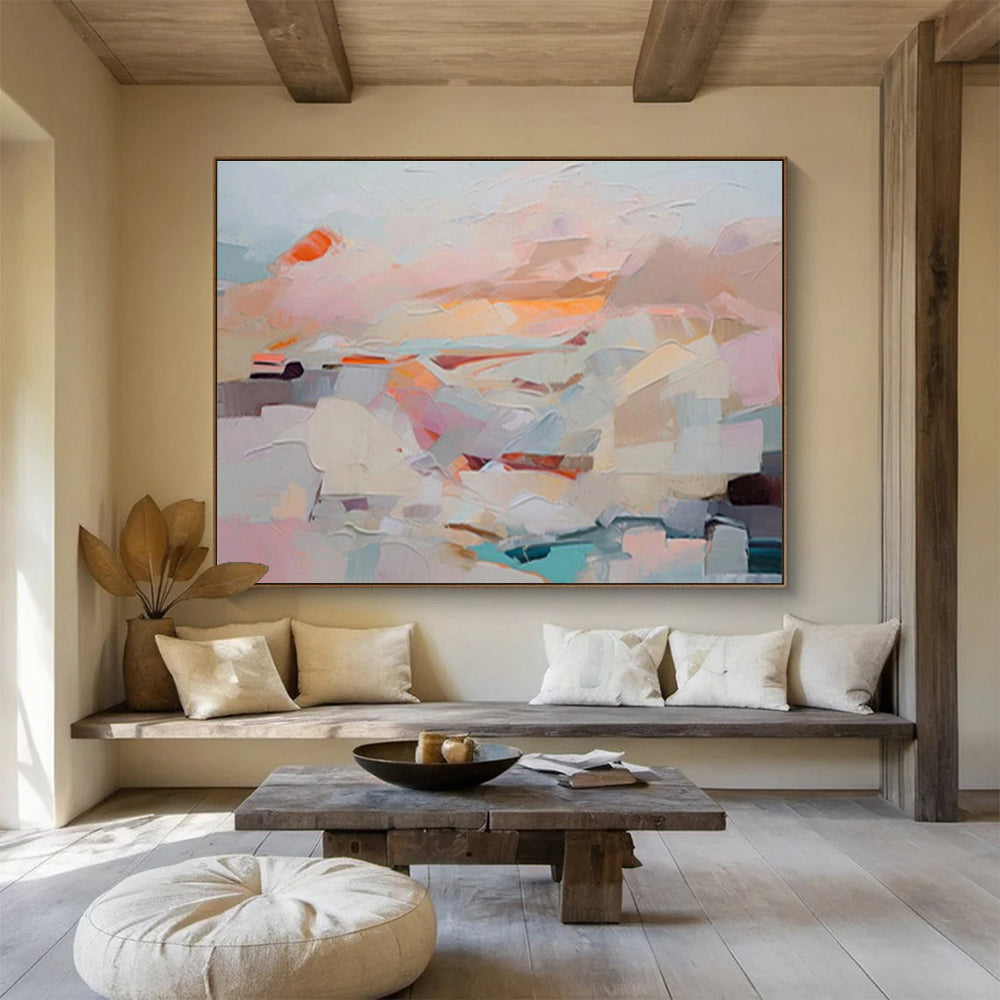 “Soft Color Block Landscape” Abstract Tonalist Painting On Canvas DKH410