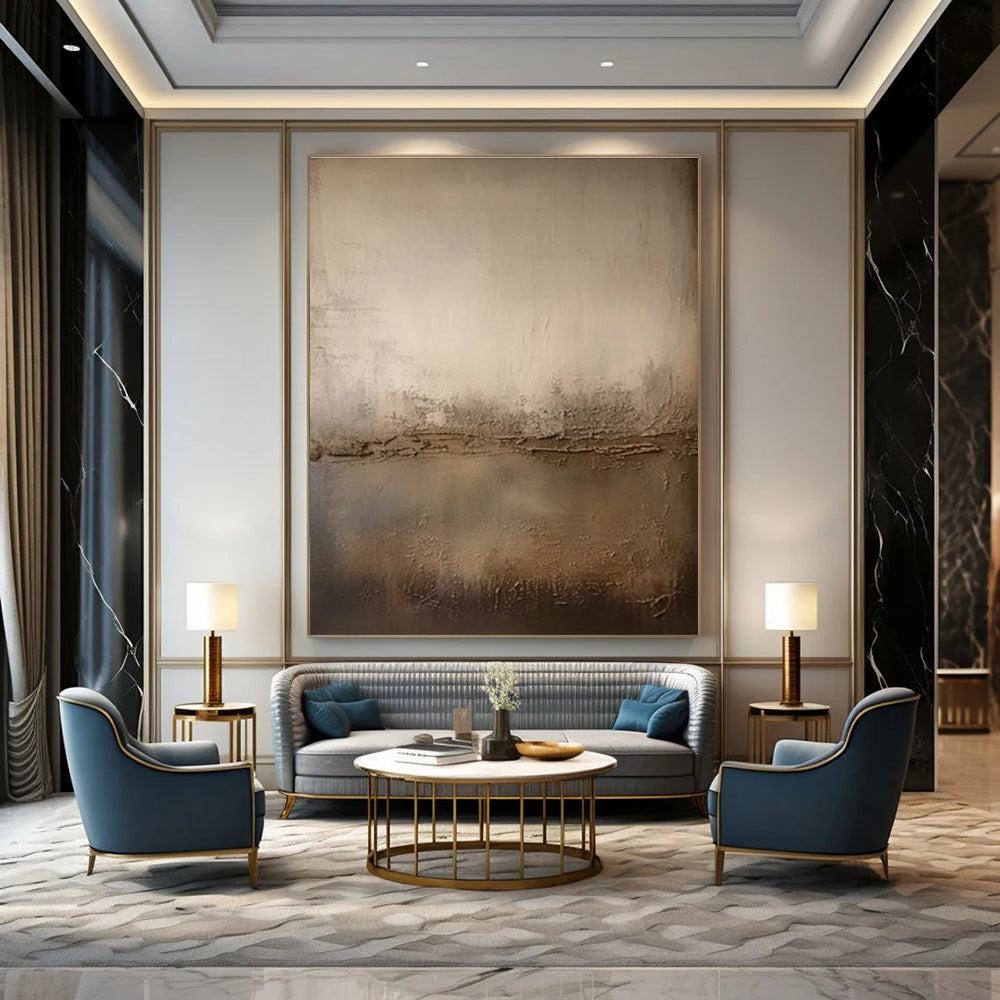 Beige & Brown Textured Gradient - "Earth’s Horizon" - Textured Abstract Painting CT1467