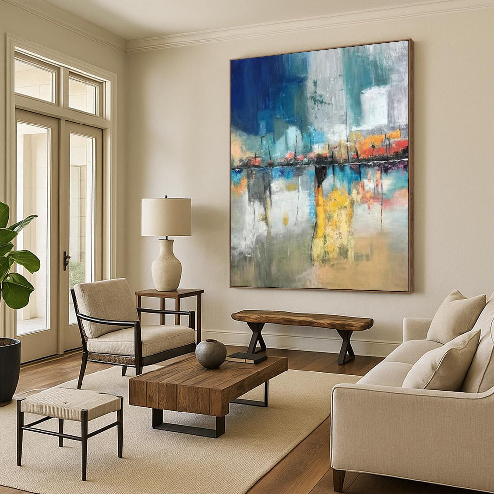 “Colorful Abstract Cityscape Reflection” - Abstract Painting On Canvas CT2331