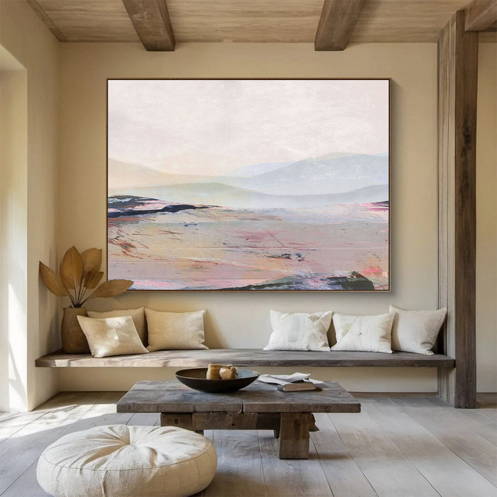 “Pastel - hued Mountain Landscape” Abstract Landscape Oil Painting On Canvas DLZ129