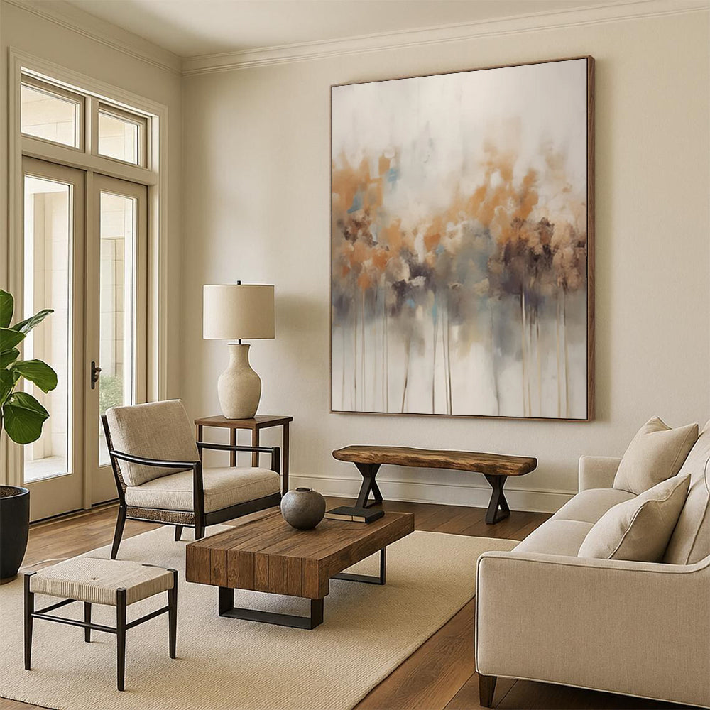 “Neutral - Toned Floral Abstraction” - Abstract Floral Painting On Canvas DTP117