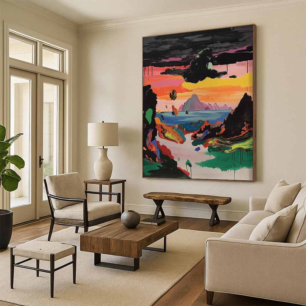 “Surreal Colorful Landscape” - Psychedelic - Inspired Abstract Painting On Canvas DTP107