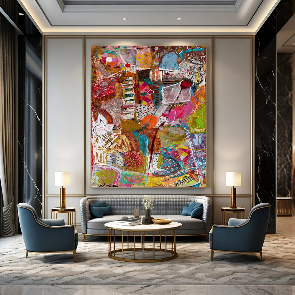 “Colorful Mixed - Media Collage” – Eclectic Mixed - Media Art CT1083