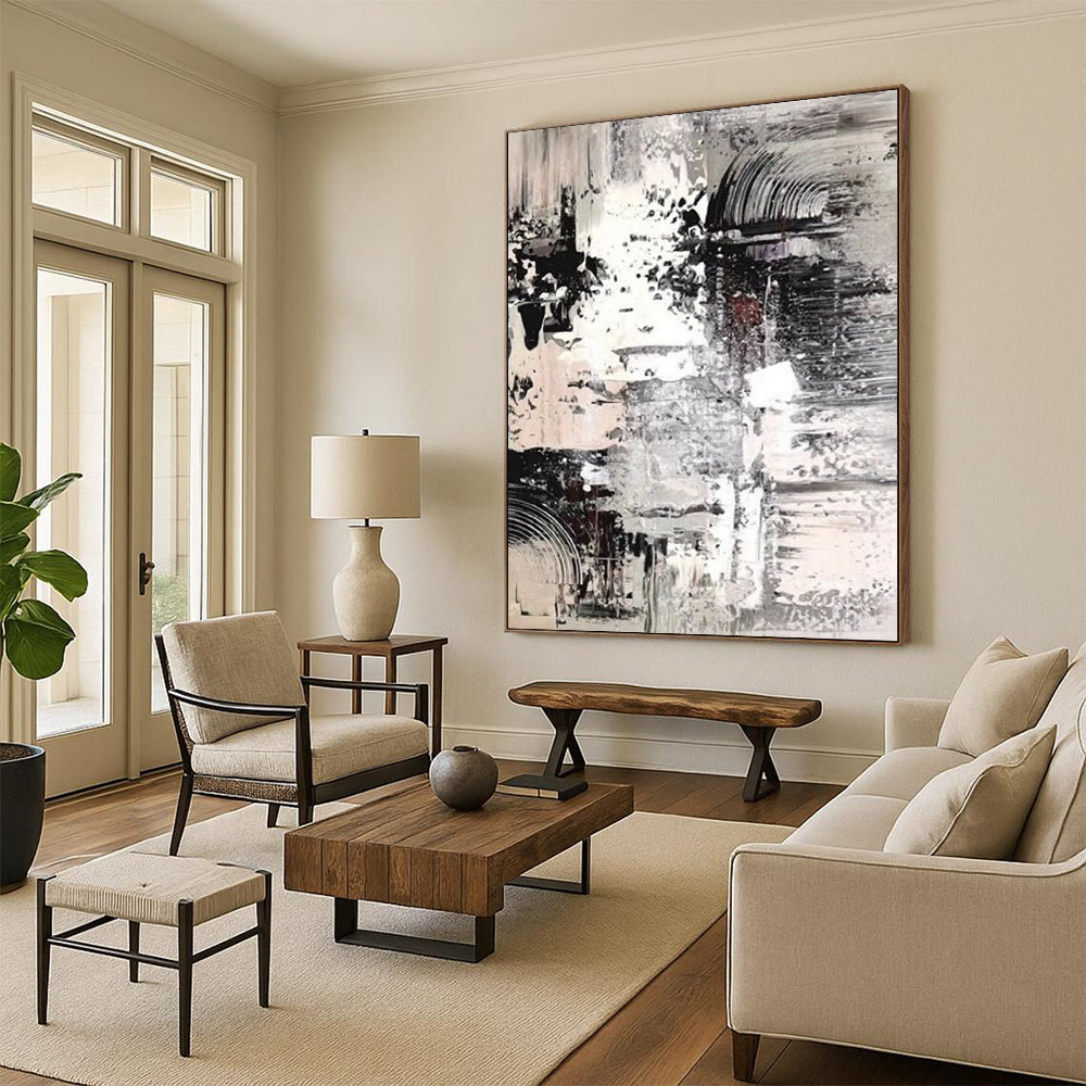 “Monochrome, Textured Layers ‘Gray Harmony’” - Abstract Impasto Painting On Canvas DTP392