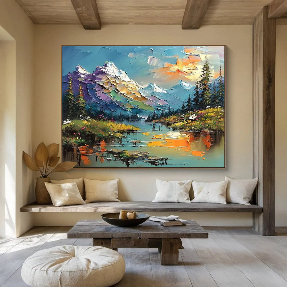 “Colorful Mountain Landscape” - Impasto Scenery Painting On Canvas DKH826