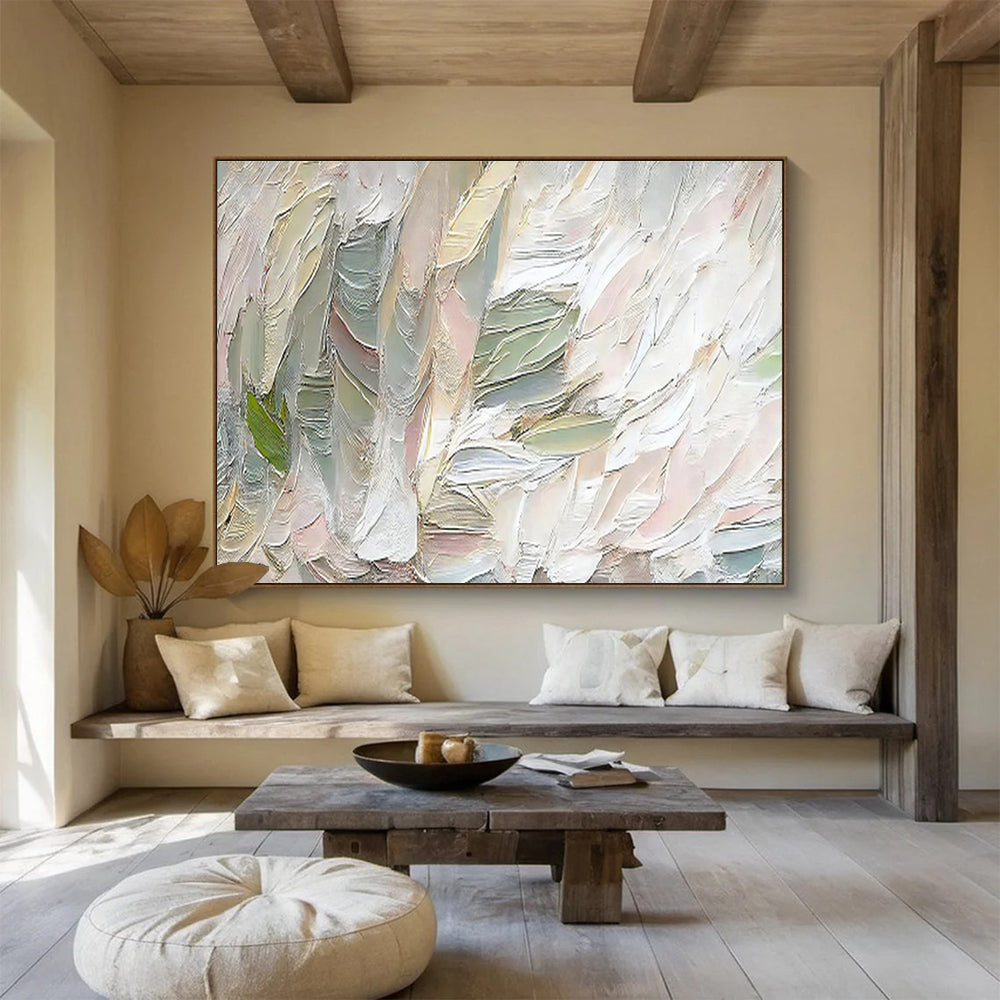 Pastel Textured Layers Soft Hued Impasto Abstract Painting On Canvas DKH261