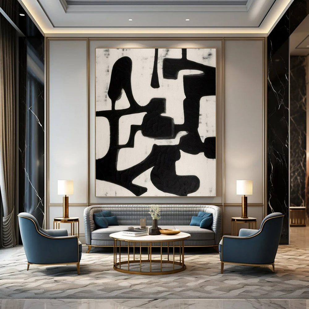 “Black - White Textured Forms” – Minimalist Abstract Art CT1036