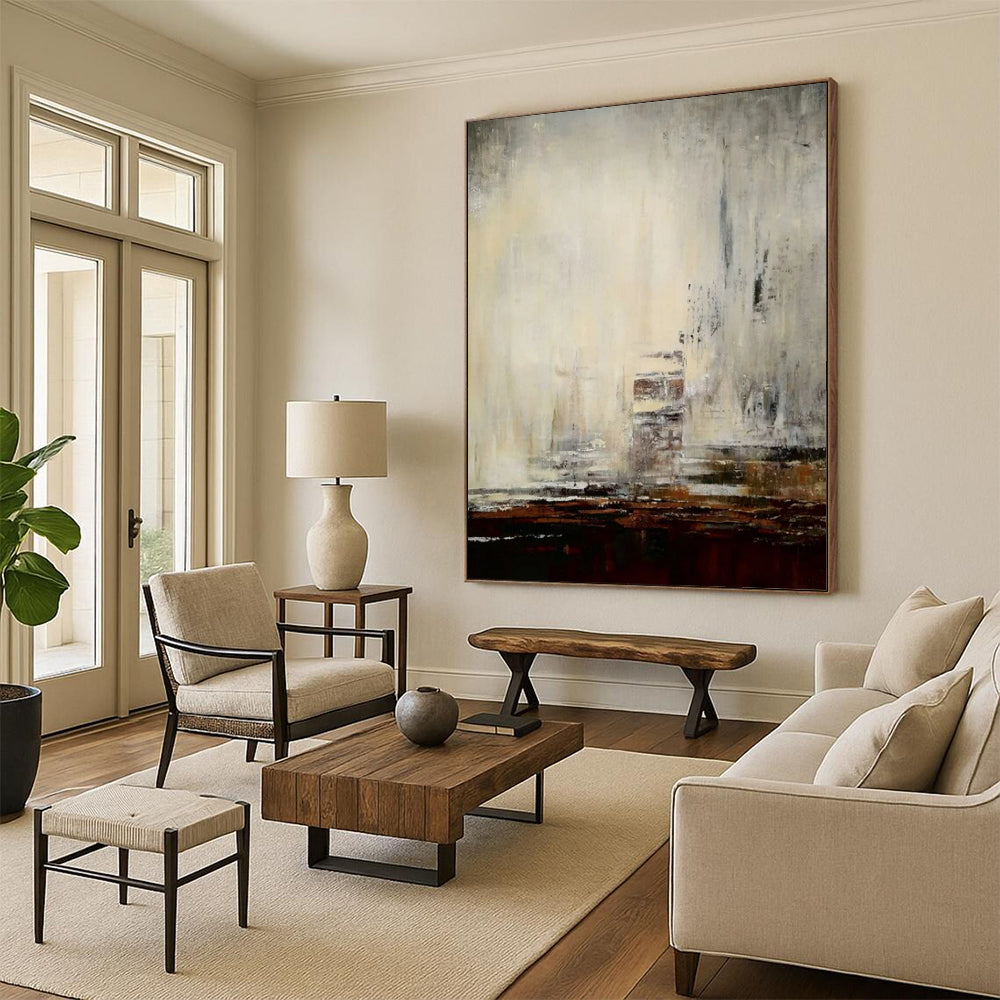 Abstract Cityscape in Muted Tones - Cityscape - Inspired Abstract Painting On Canvas CT2301