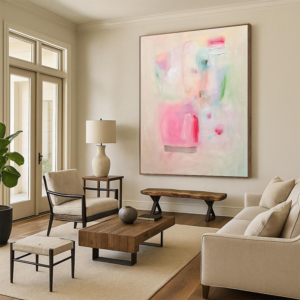 Soft Pastels, Minimal Shapes - "Gentle Whispers" - Abstract Minimalist Painting CT1854