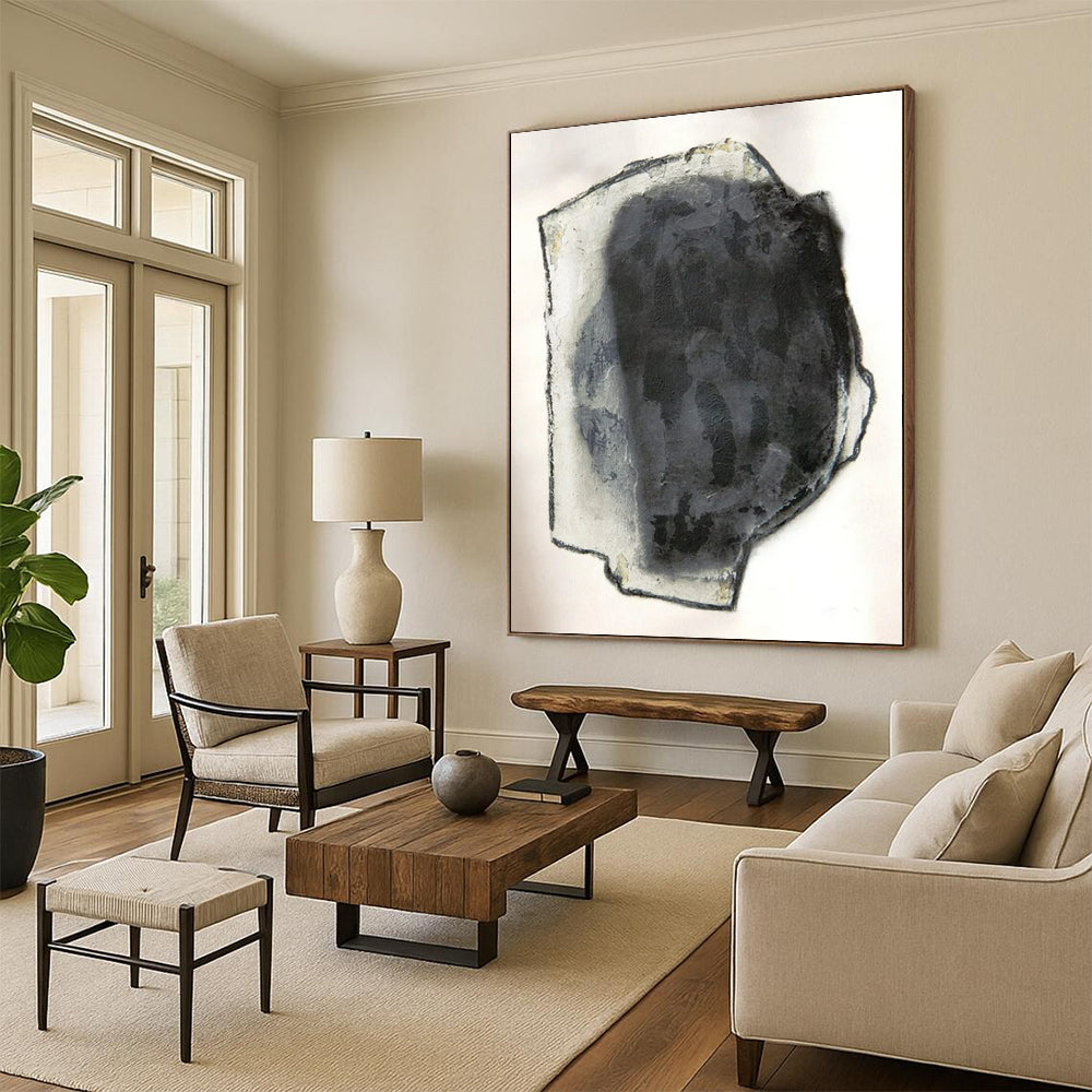 “Gray & Black Abstraction” - Subtle Abstract Painting On Canvas CT2252