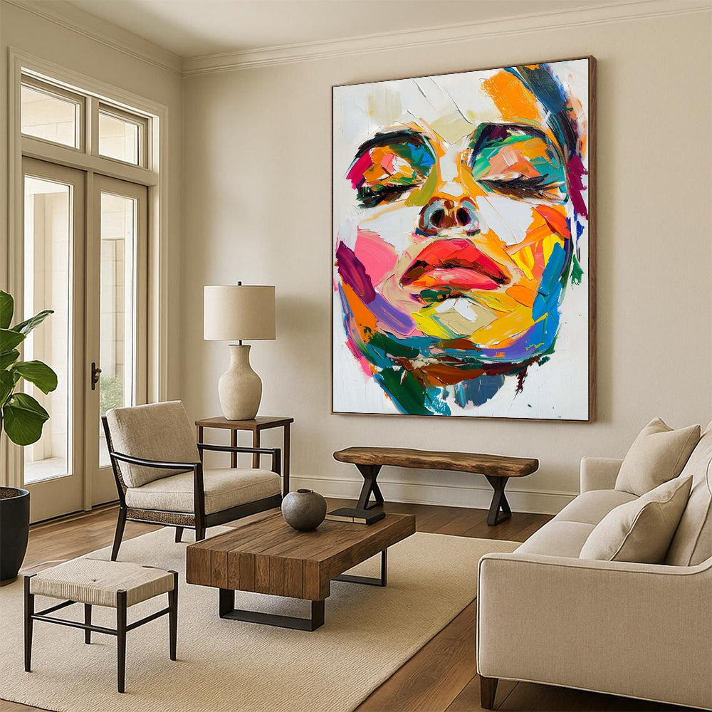 “Vibrant Face Impasto” - Expressionist Portrait Painting On Canvas DTP090