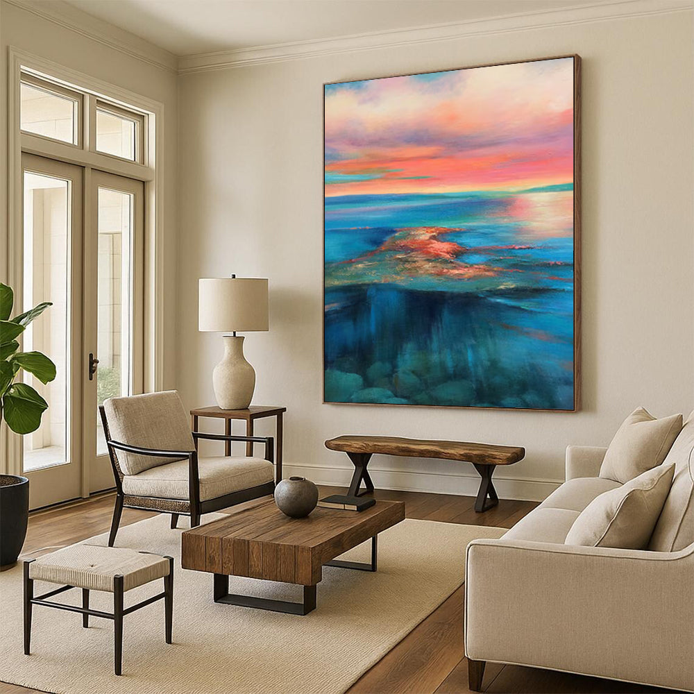 “Colorful Sunset Sea” - Impressionist Seascape Painting On Canvas DTP051