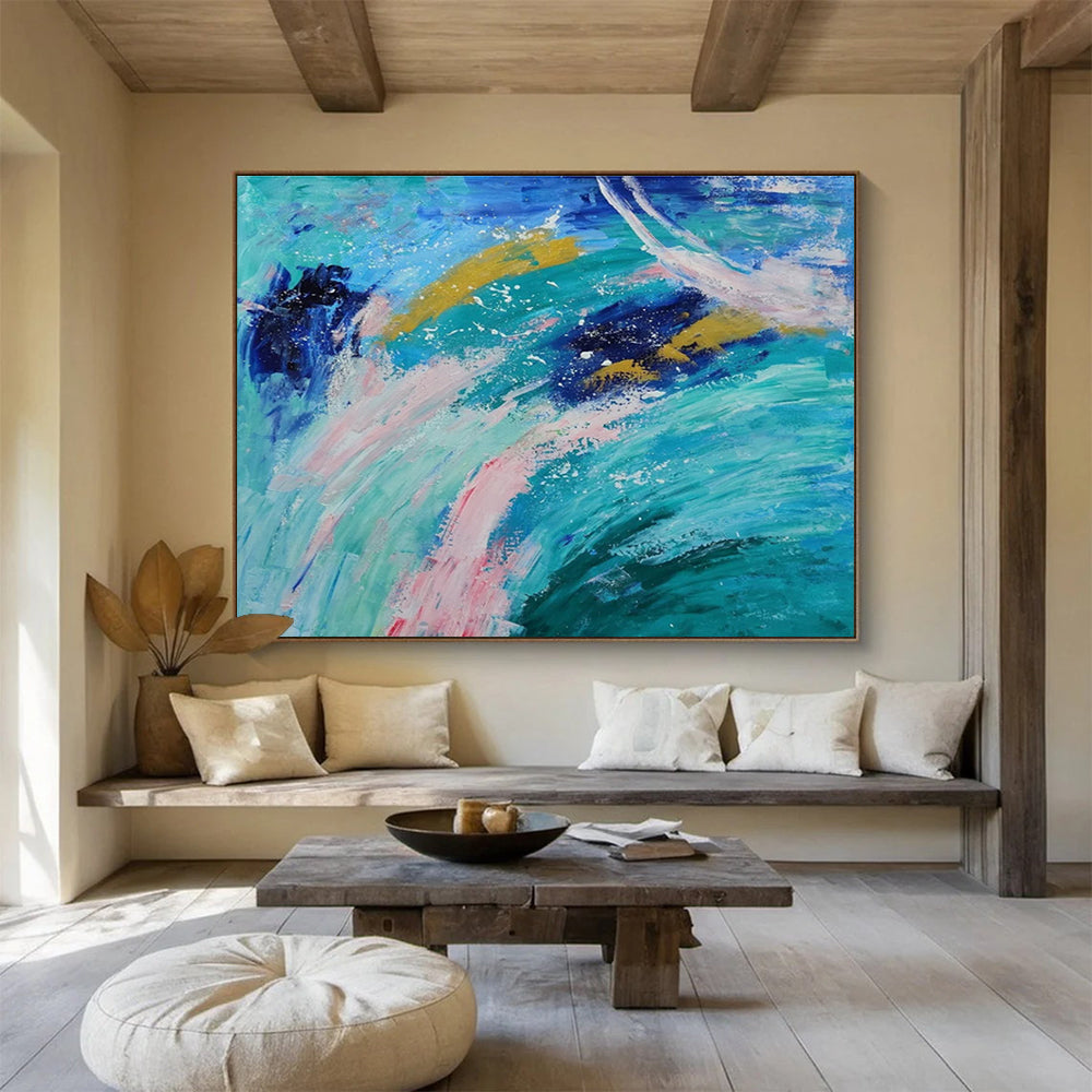 Colorful Ocean Waves Abstract Painting On Canvas DKH654