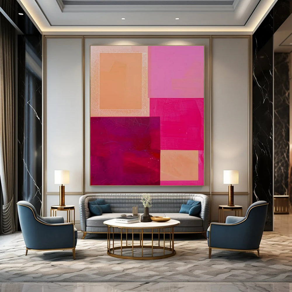 Pink, Purple & Orange Textured Rectangles - "Colorful Layers" - Abstract Textured Painting CT1480