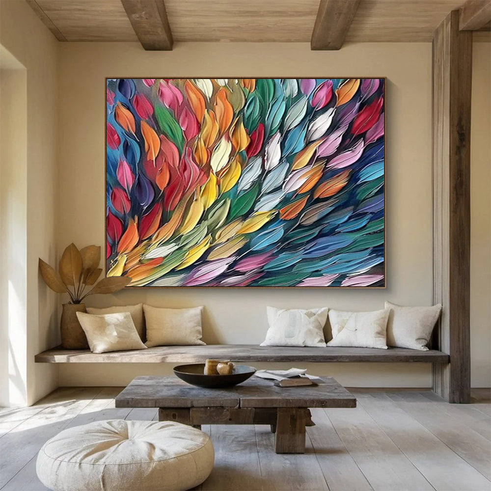 Colorful Feather - Like Forms Painting On Canvas DKH689