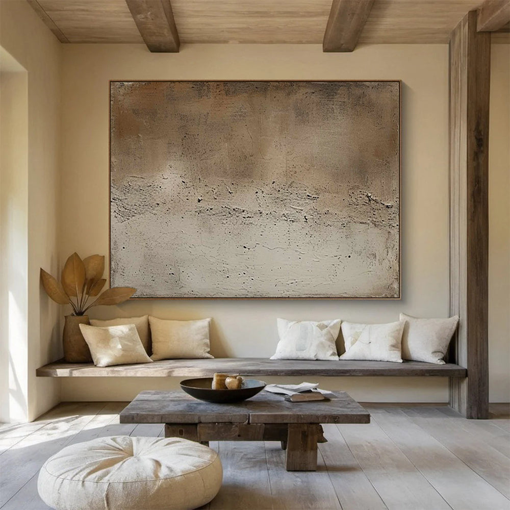 “Neutral Textured Calm” - Brown & Beige Minimalist Abstract Painting On Canvas DLZ255