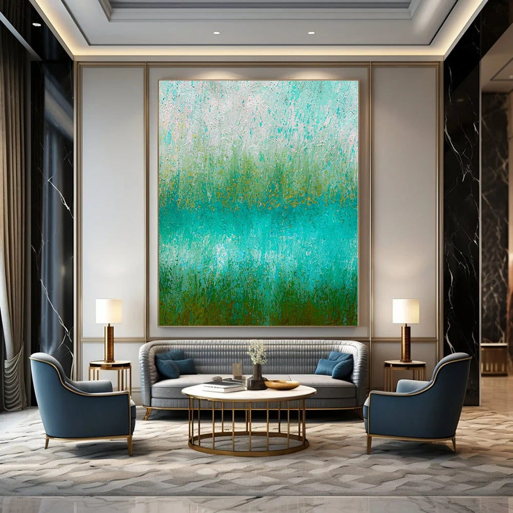 Green - Blue Gradient - Abstract Landscape Oil Painting CT1235