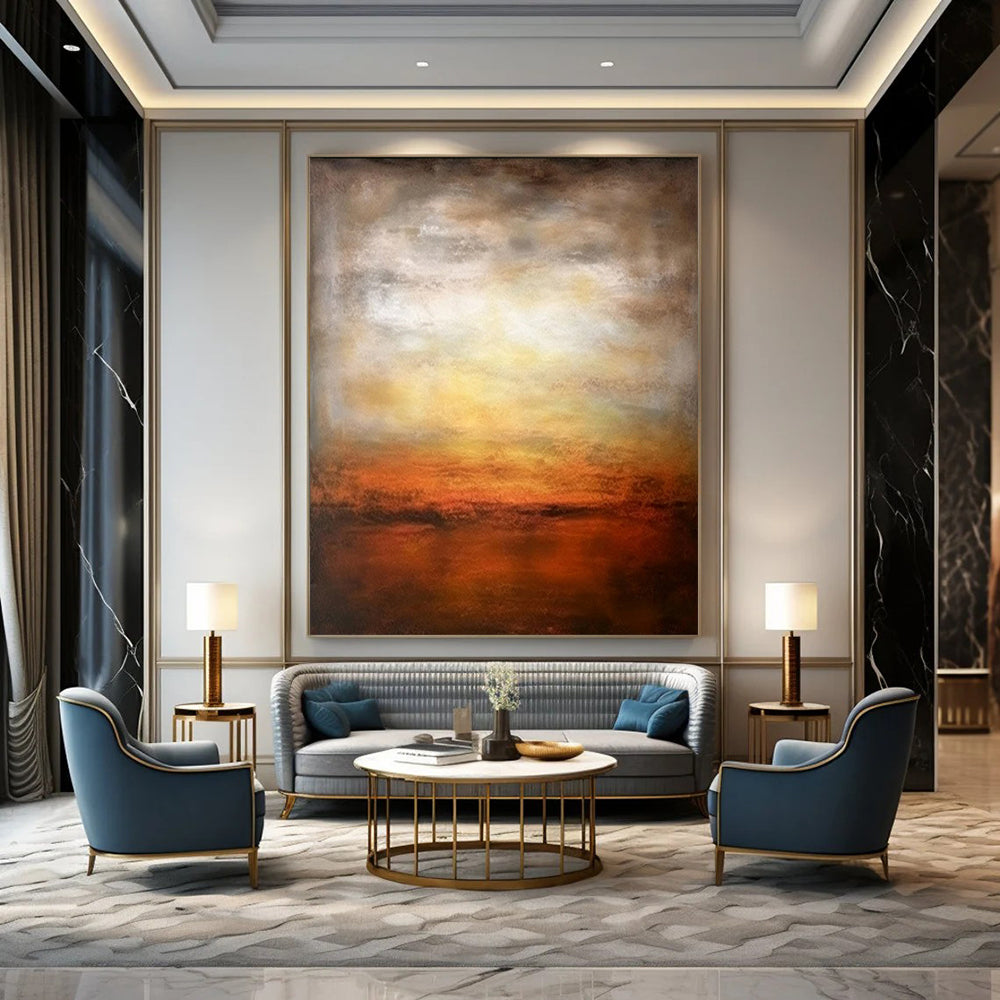 “Warm Sunset Landscape” ,Abstract Landscape Oil Painting CT0917