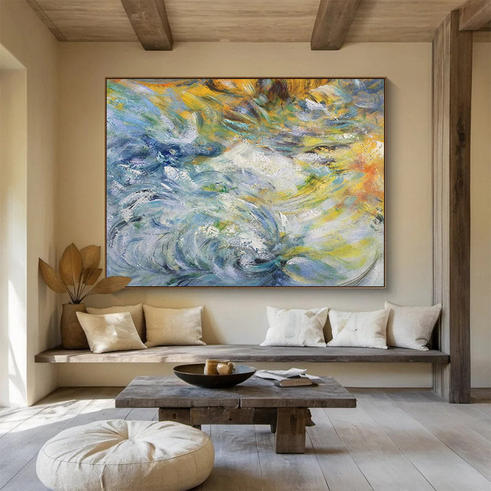 Colorful Swirling Impasto Abstract Painting On Canvas DKH291