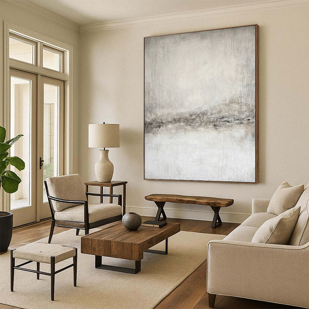 “Textured Gray Minimalism” - Subtle Abstract Painting On Canvas DKH1068