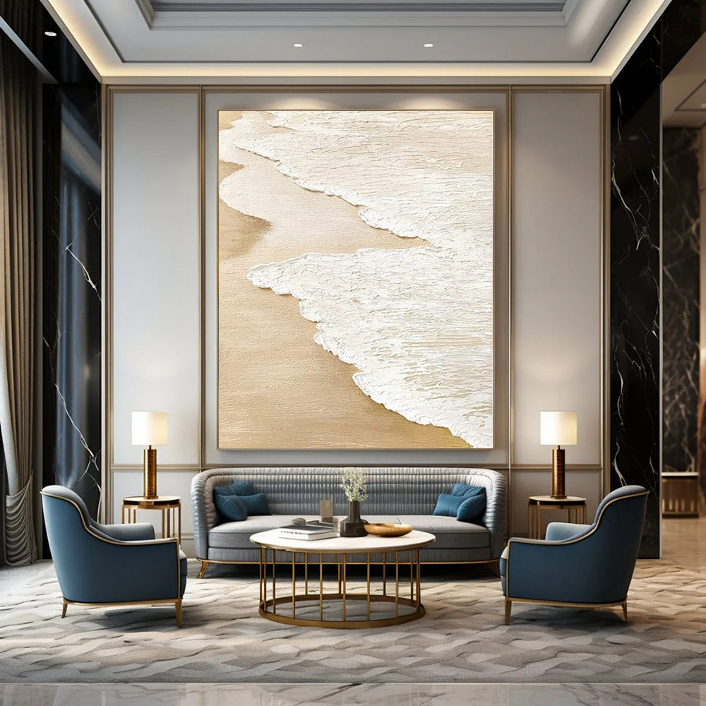 “Textured Sandy Shore Waves” – Impasto Seascape Painting CT1101