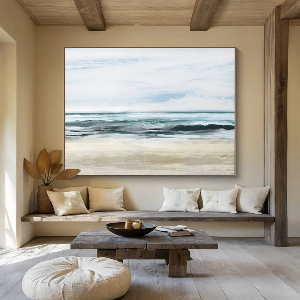 “Calm Blue Ocean Waves” Seascape Oil Painting On Canvas DLZ128