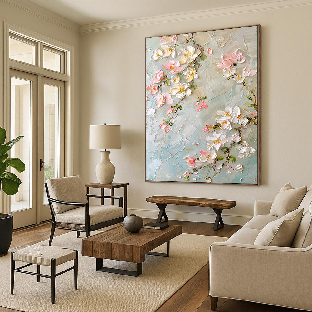 “Textured Blossom Branches” – Impasto Floral Oil Painting CT2067
