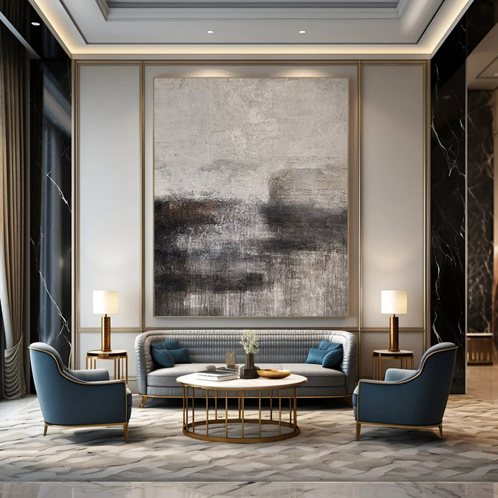 “Gray - Black Textured Horizons” – Abstract Textured Landscape Art CT0982