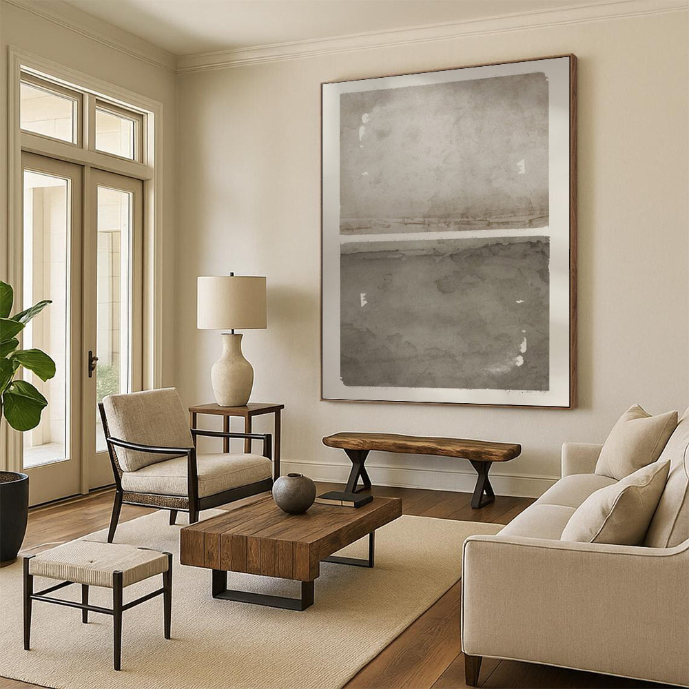 Dual Gray Watercolor Textures - Minimalist Watercolor Painting On Canvas DKH1359