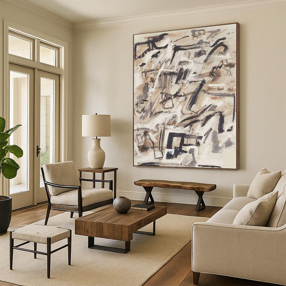“Brown - Gray Abstract Chaos” - Abstract Expressionist Painting On Canvas DTP143