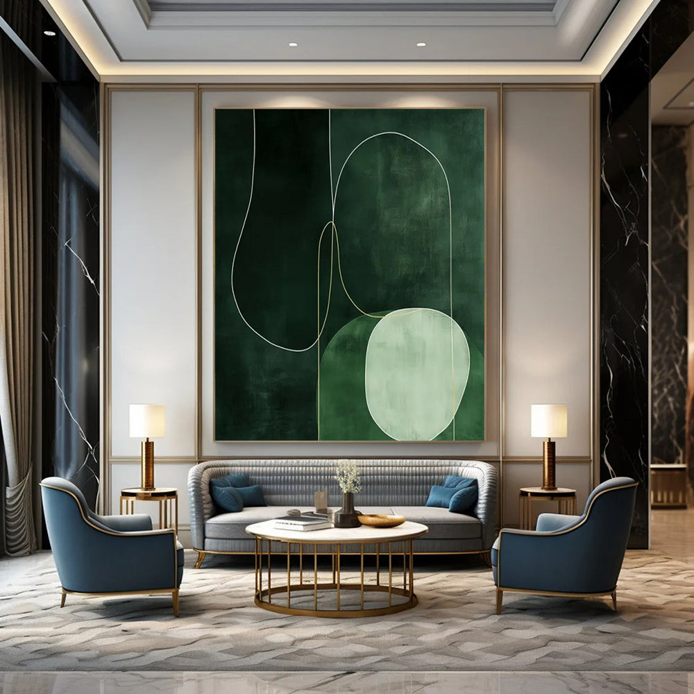 “Green - Toned Abstract” ,Abstract Minimalist Acrylic Art CT0951