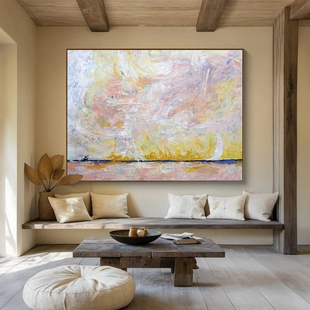“Pastel Abstract Sunset” Abstract Oil Painting On Canvas DKH564