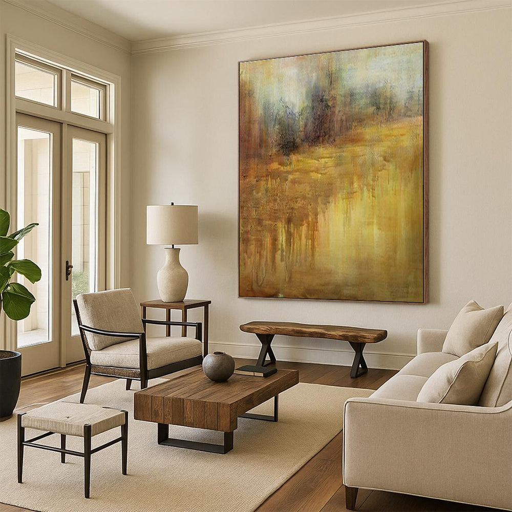 “Warm Earth Tones Landscape” ,Abstract Landscape Oil Painting CT0894