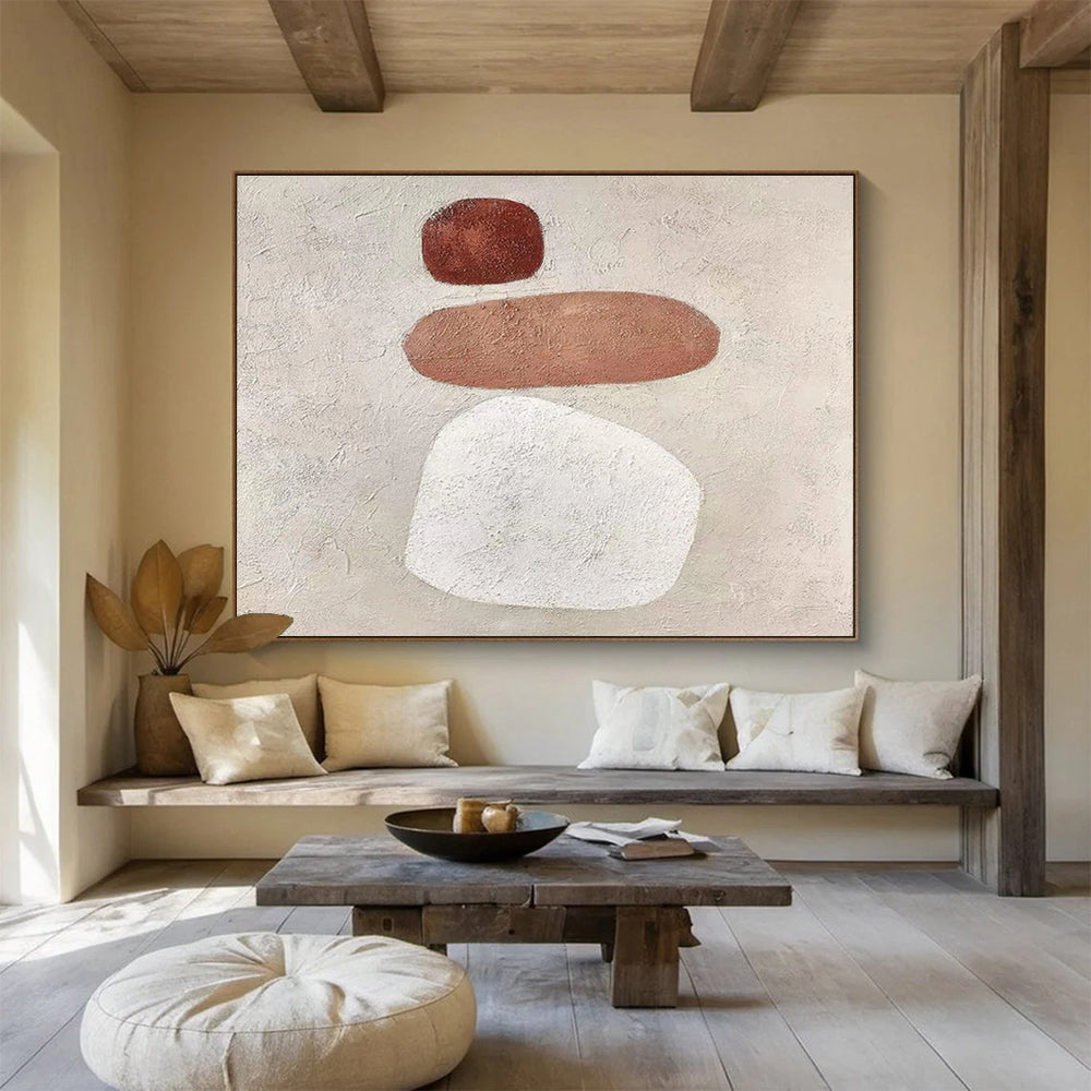 Minimalist Stone Forms - Textured Abstract Painting On Canvas DKH594