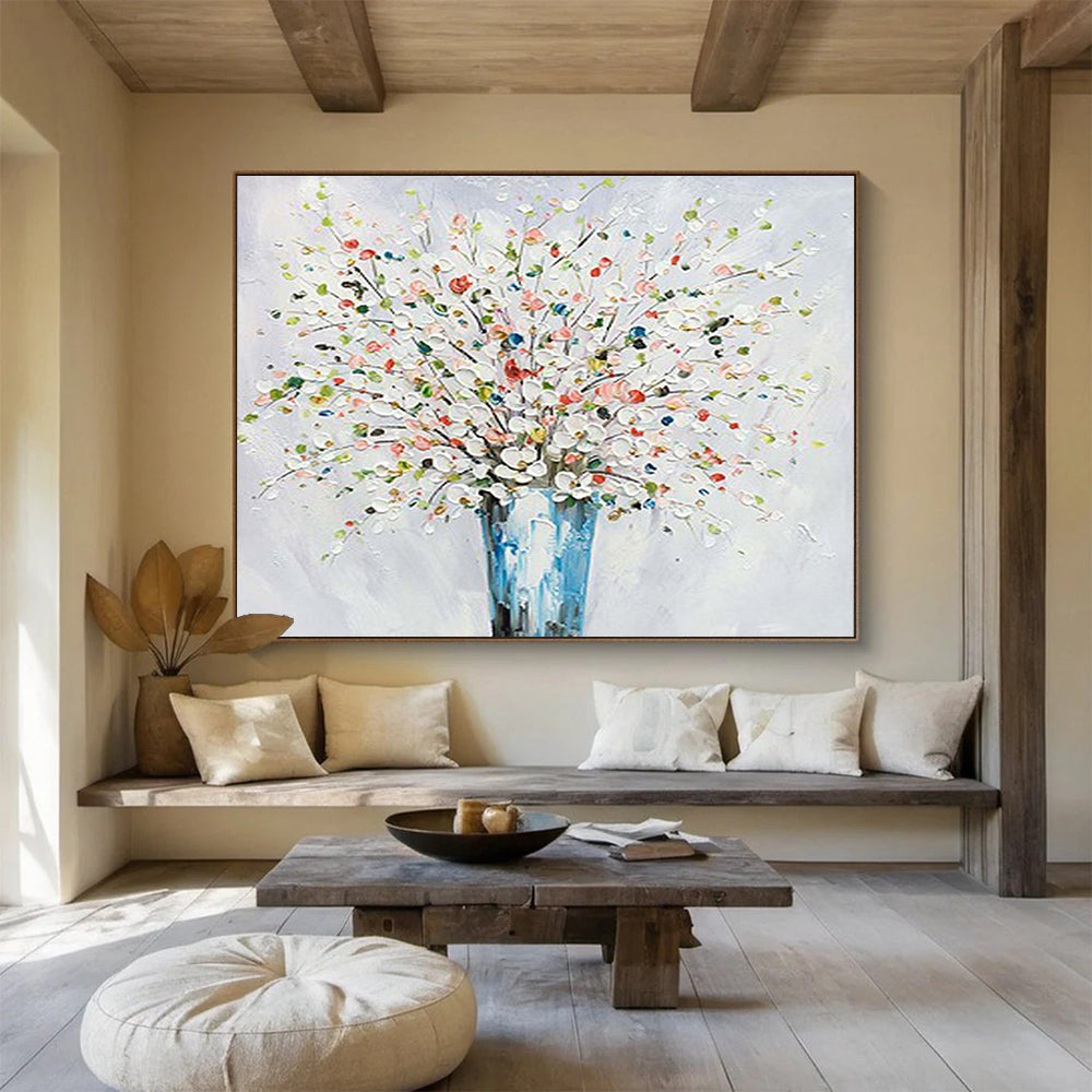Colorful Flower Bouquet - Impasto Floral Painting On Canvas DLZ220