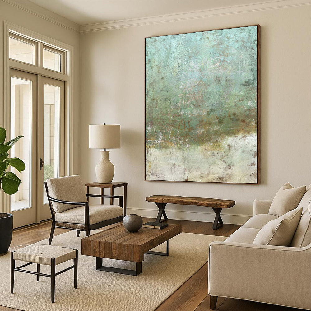 Textured Abstract in Greens and Browns - Abstract Painting On Canvas DKH1472
