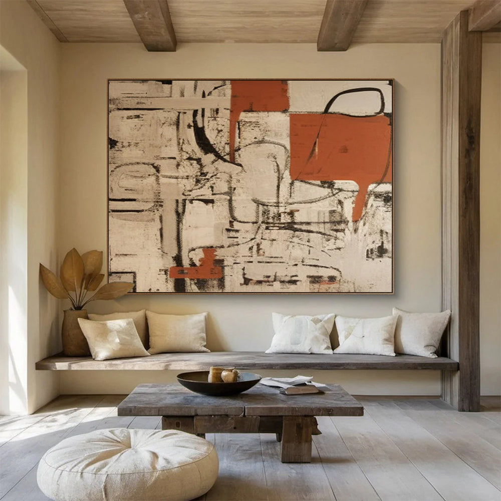 “Rustic Tones Abstract Forms” Abstract Painting On Canvas DLZ099