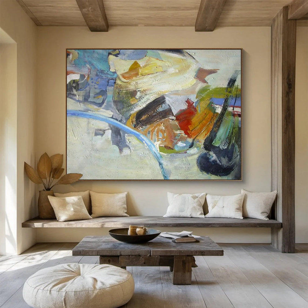 “Colorful Abstract Forms” - Playful Abstract Painting On Canvas DKH845
